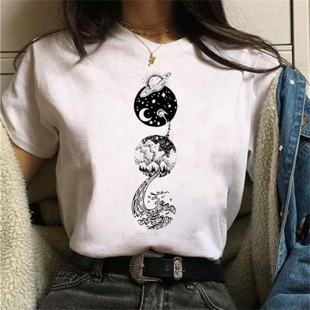 Print Casual Moon and Outdoor T Shirt Designs for Women
