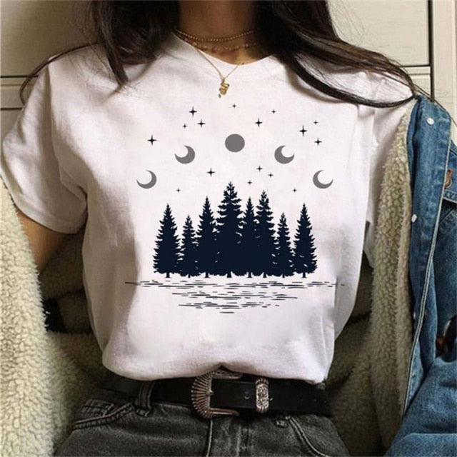 Print Casual Moon and Outdoor T Shirt Designs for Women