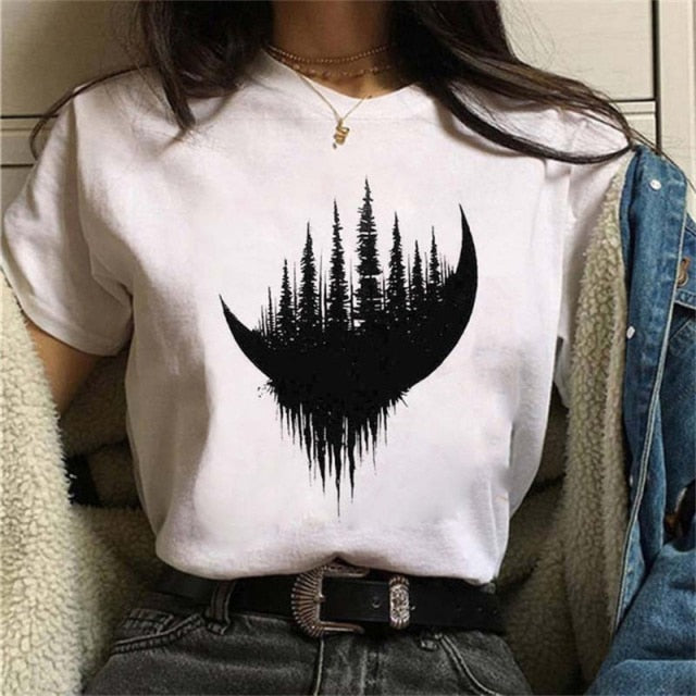 Print Casual Moon and Outdoor T Shirt Designs for Women