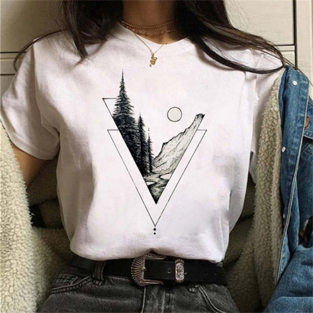 Print Casual Moon and Outdoor T Shirt Designs for Women