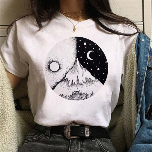 Print Casual Moon and Outdoor T Shirt Designs for Women