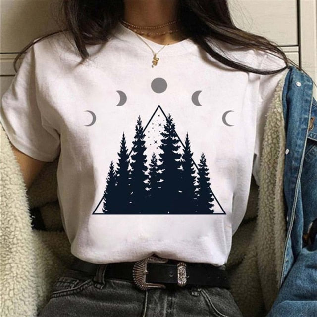 Print Casual Moon and Outdoor T Shirt Designs for Women