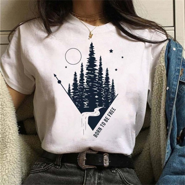 Print Casual Moon and Outdoor T Shirt Designs for Women