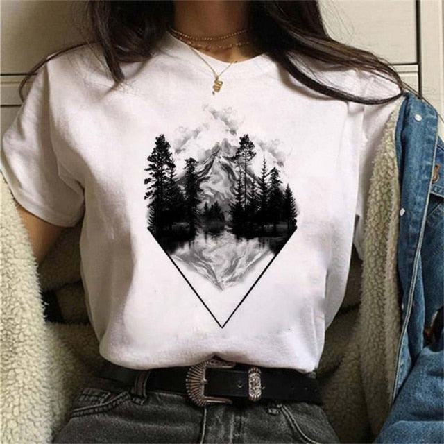 Print Casual Moon and Outdoor T Shirt Designs for Women