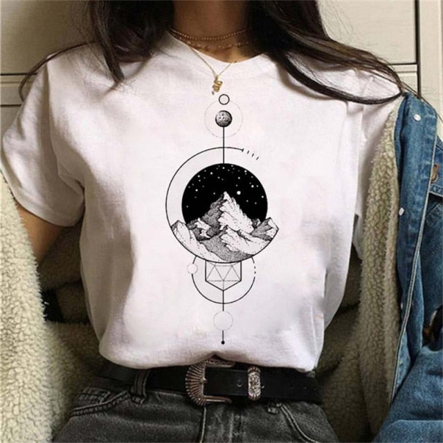 Print Casual Moon and Outdoor T Shirt Designs for Women
