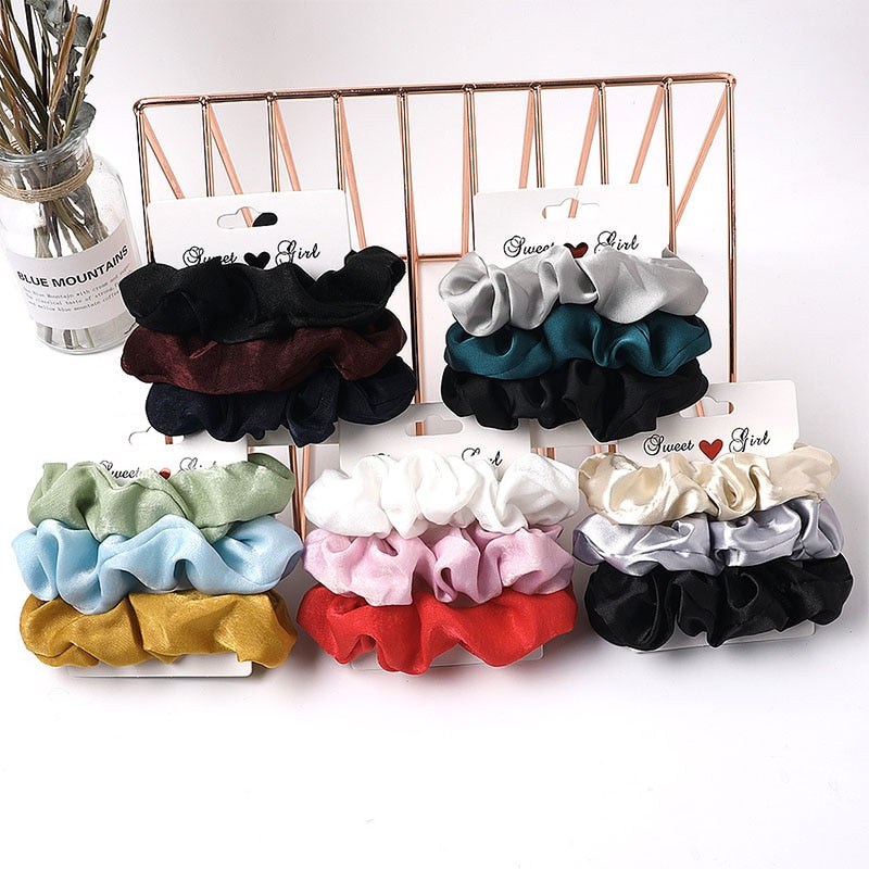 3PCS/1PC Vintage Velvet/Silk Scrunchies