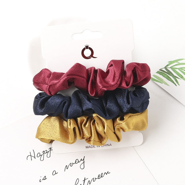 3PCS/1PC Vintage Velvet/Silk Scrunchies