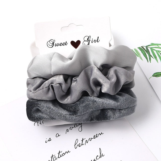 3PCS/1PC Vintage Velvet/Silk Scrunchies