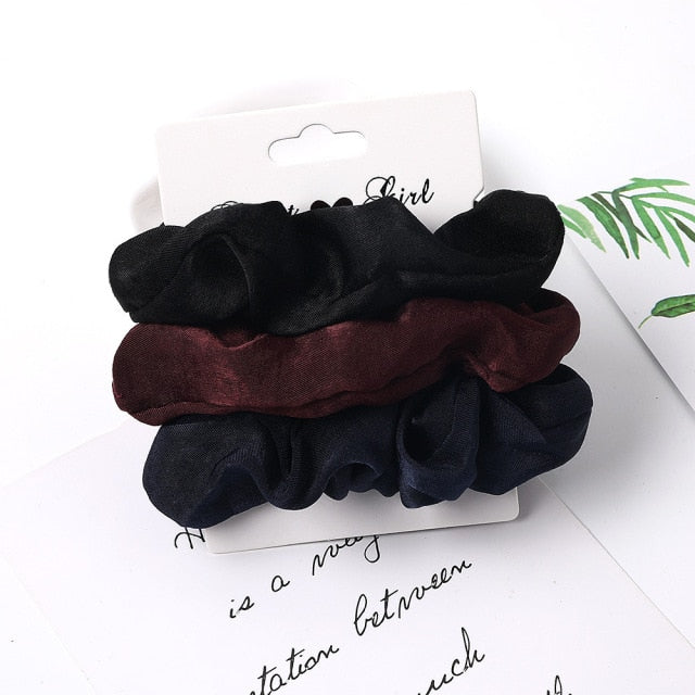 3PCS/1PC Vintage Velvet/Silk Scrunchies