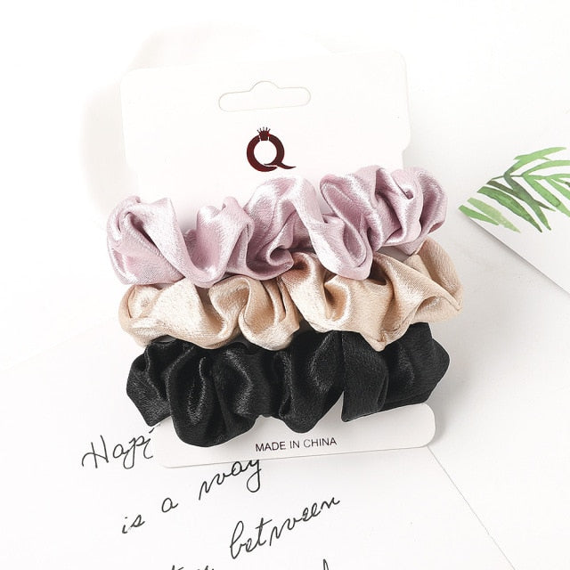 3PCS/1PC Vintage Velvet/Silk Scrunchies