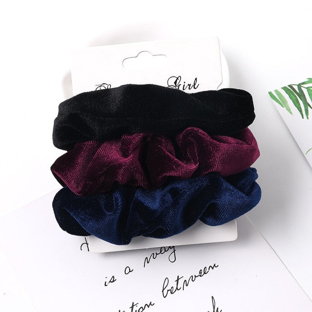 3PCS/1PC Vintage Velvet/Silk Scrunchies