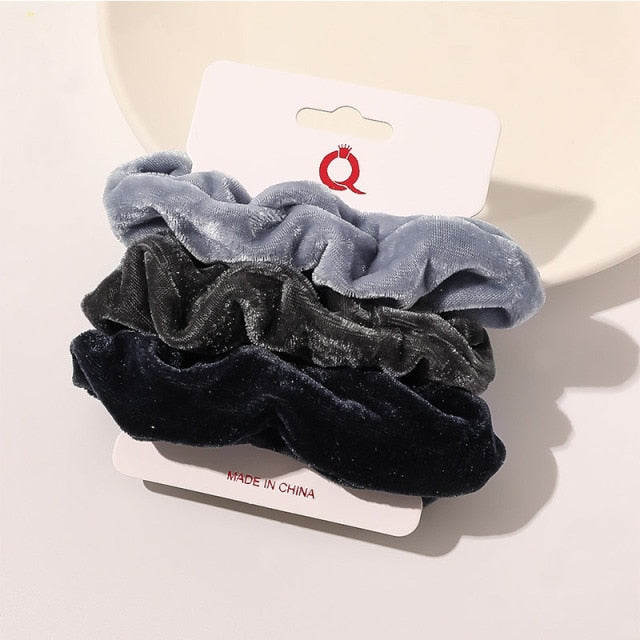 3PCS/1PC Vintage Velvet/Silk Scrunchies