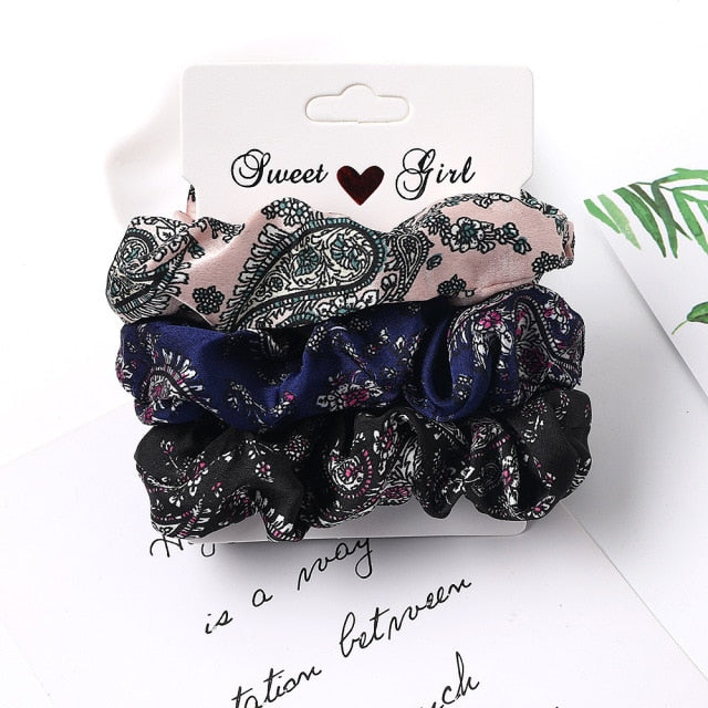 3PCS/1PC Vintage Velvet/Silk Scrunchies