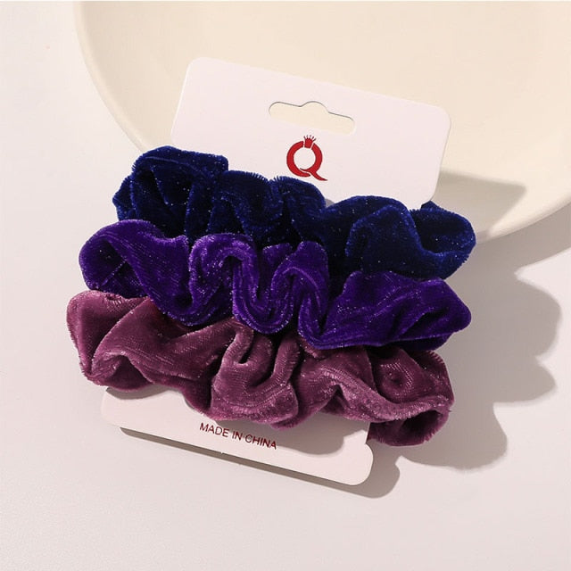 3PCS/1PC Vintage Velvet/Silk Scrunchies