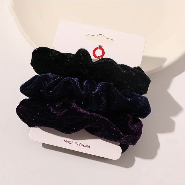 3PCS/1PC Vintage Velvet/Silk Scrunchies