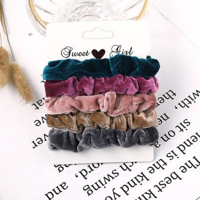 3PCS/1PC Vintage Velvet/Silk Scrunchies