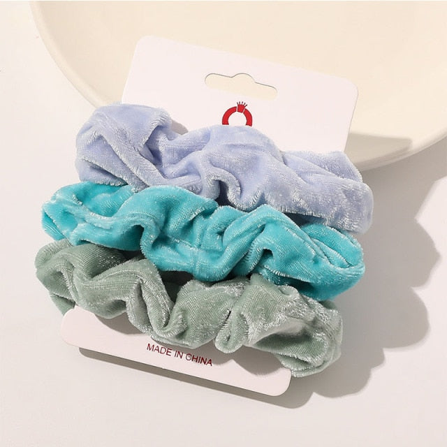 3PCS/1PC Vintage Velvet/Silk Scrunchies