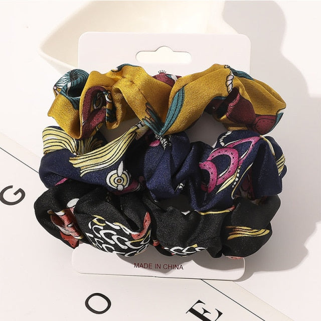 3PCS/1PC Vintage Velvet/Silk Scrunchies