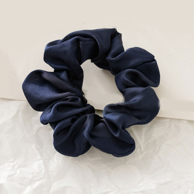 Silk Scrunchie Elastic Handmade 1PC Satin Silk Solid Color