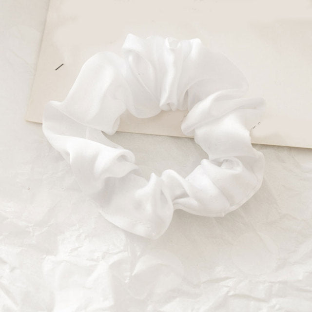 Silk Scrunchie Elastic Handmade 1PC Satin Silk Solid Color