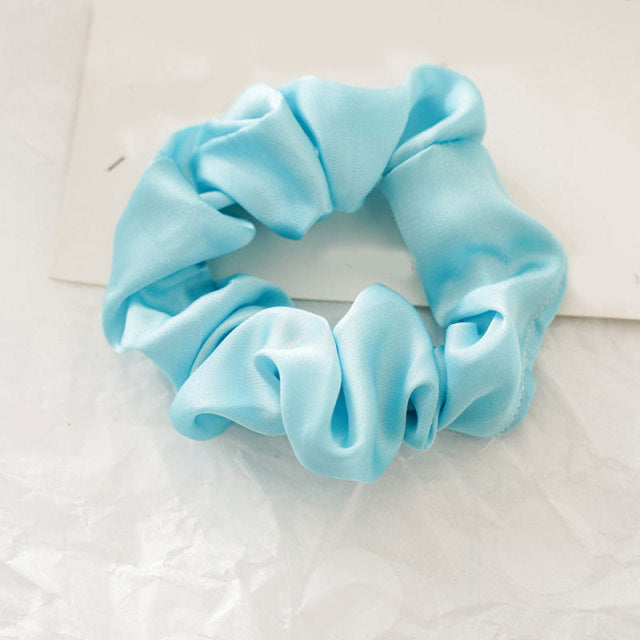 Silk Scrunchie Elastic Handmade 1PC Satin Silk Solid Color