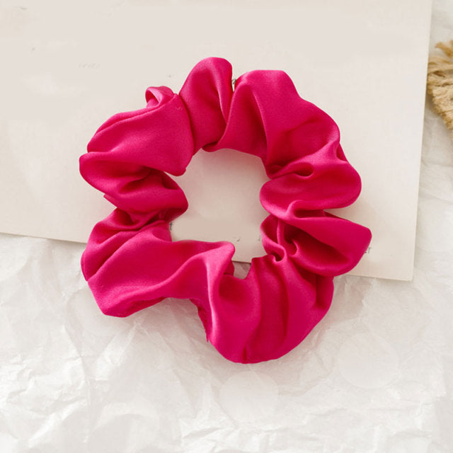 Silk Scrunchie Elastic Handmade 1PC Satin Silk Solid Color