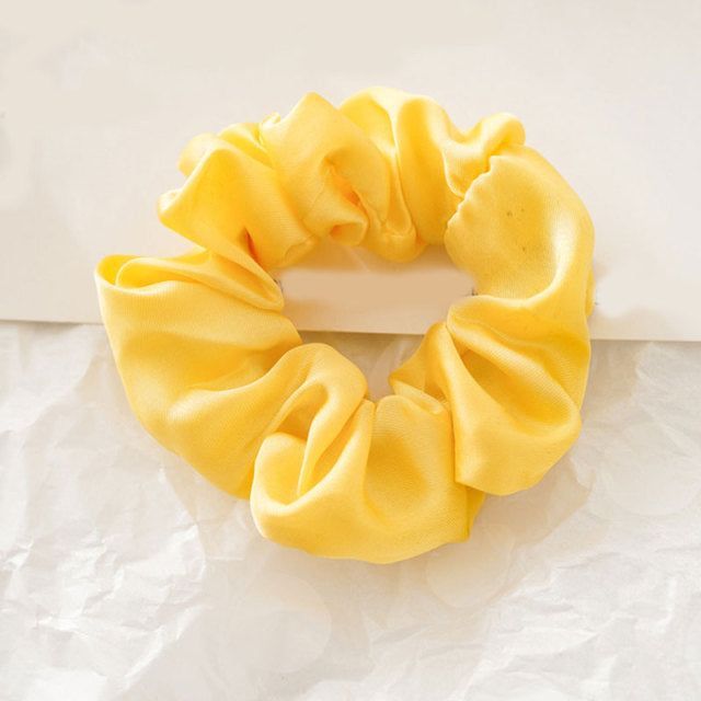 Silk Scrunchie Elastic Handmade 1PC Satin Silk Solid Color