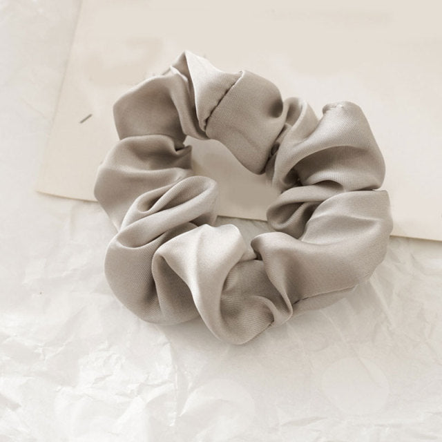 Silk Scrunchie Elastic Handmade 1PC Satin Silk Solid Color