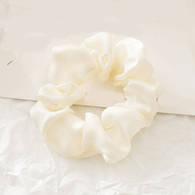 Silk Scrunchie Elastic Handmade 1PC Satin Silk Solid Color