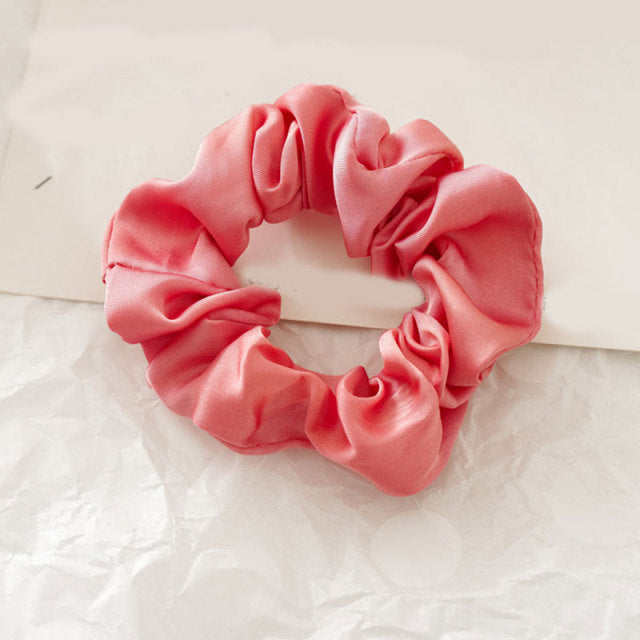 Silk Scrunchie Elastic Handmade 1PC Satin Silk Solid Color