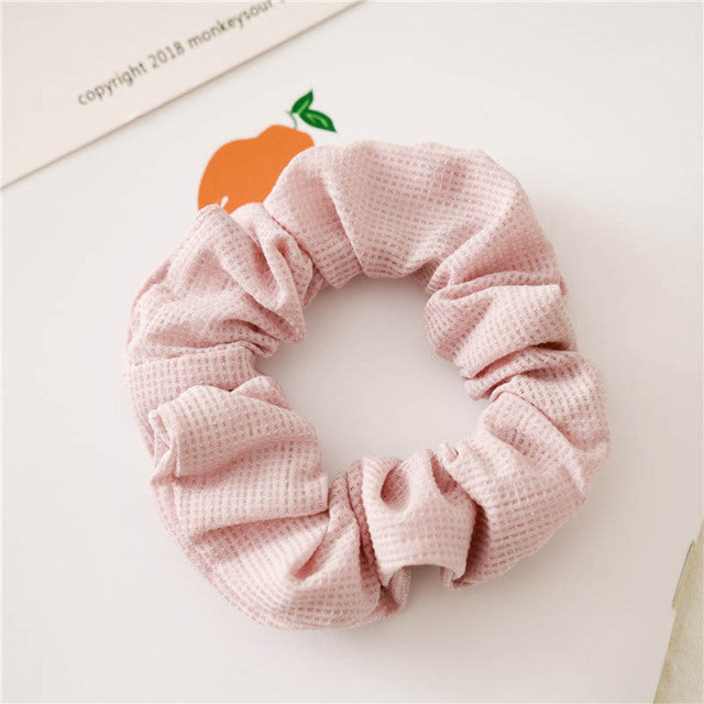 Silk Scrunchie Elastic Handmade 1PC Satin Silk Solid Color