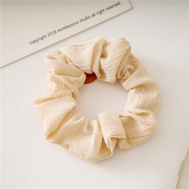 Silk Scrunchie Elastic Handmade 1PC Satin Silk Solid Color