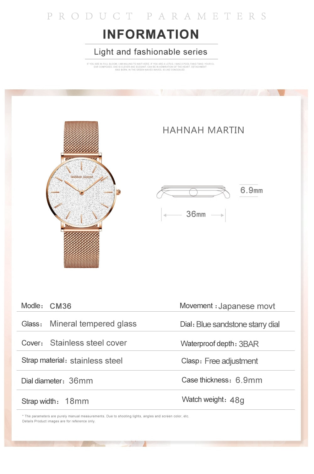 Sahara Desert Dial Japan Quartz Wristwatch Stainless Steel Rose Gold Waterproof Watch for Women