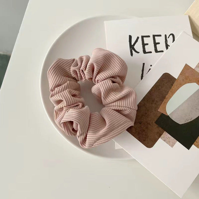 Silk Scrunchie Elastic Handmade 1PC Satin Silk Solid Color
