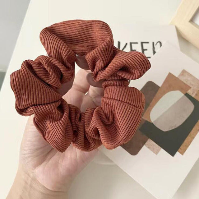 Silk Scrunchie Elastic Handmade 1PC Satin Silk Solid Color