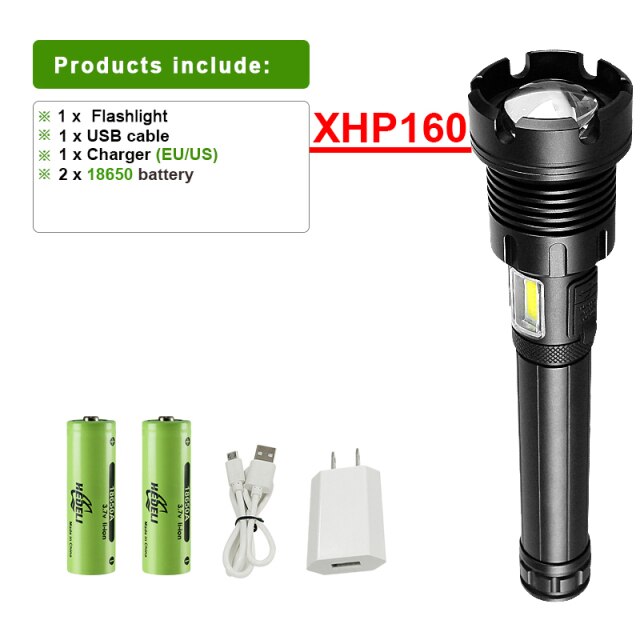 New XHP160 Most Powerful Led Flashlight