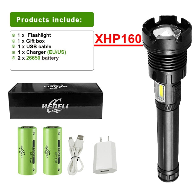 New XHP160 Most Powerful Led Flashlight