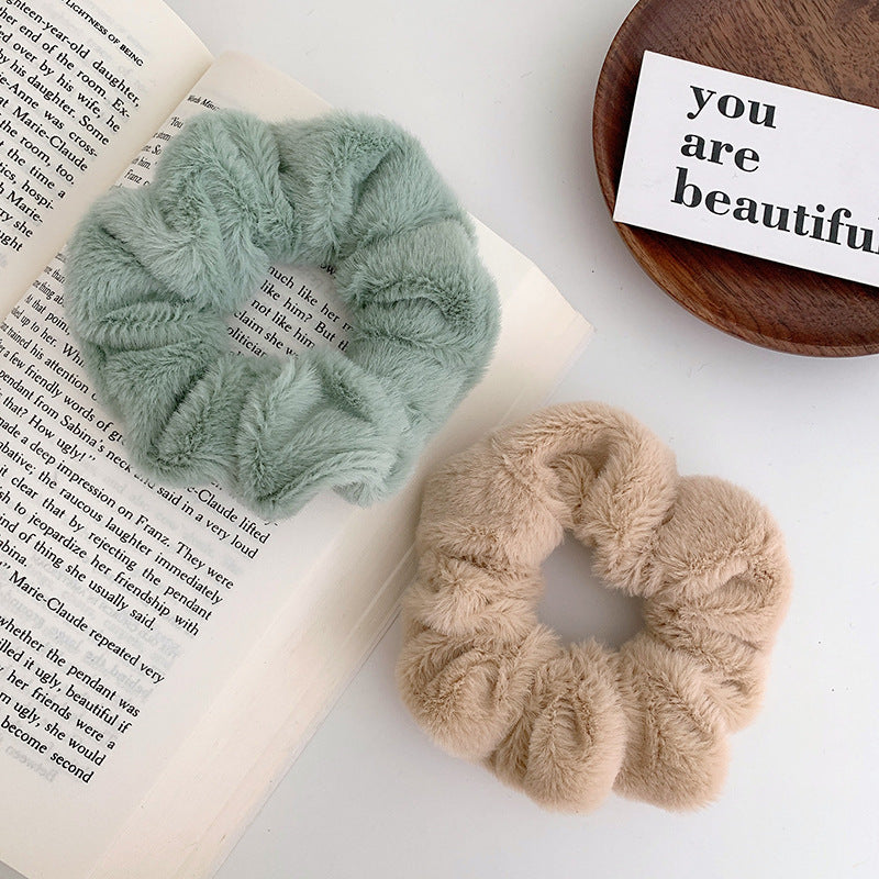 Warm Soft Hair Scrunchies Furry Elastic
