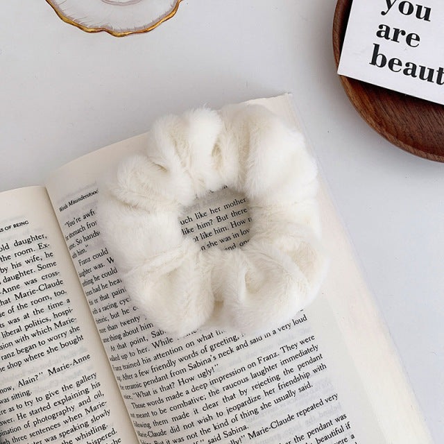 Warm Soft Hair Scrunchies Furry Elastic