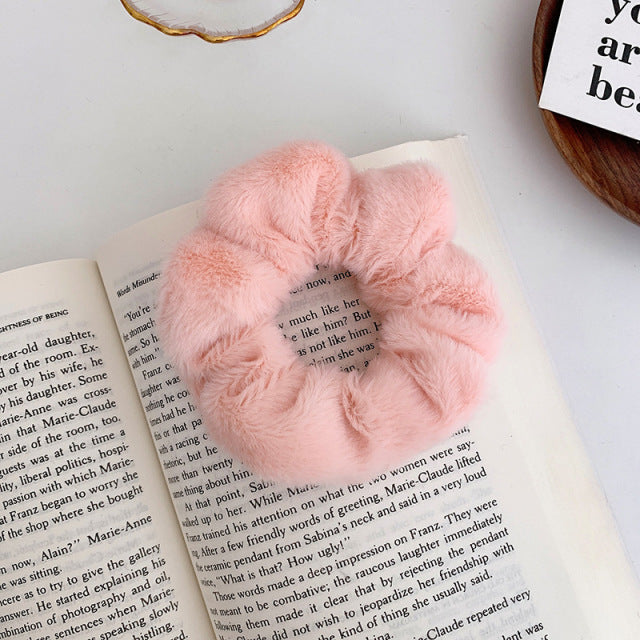 Warm Soft Hair Scrunchies Furry Elastic