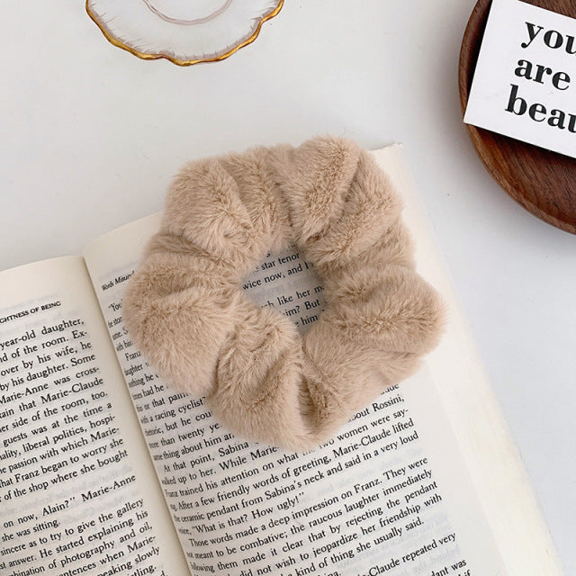 Warm Soft Hair Scrunchies Furry Elastic