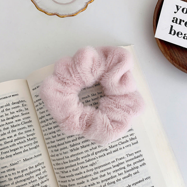 Warm Soft Hair Scrunchies Furry Elastic