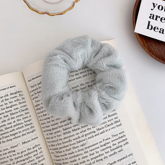 Warm Soft Hair Scrunchies Furry Elastic