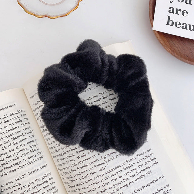 Warm Soft Hair Scrunchies Furry Elastic