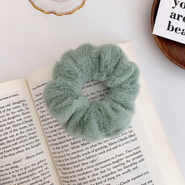 Warm Soft Hair Scrunchies Furry Elastic