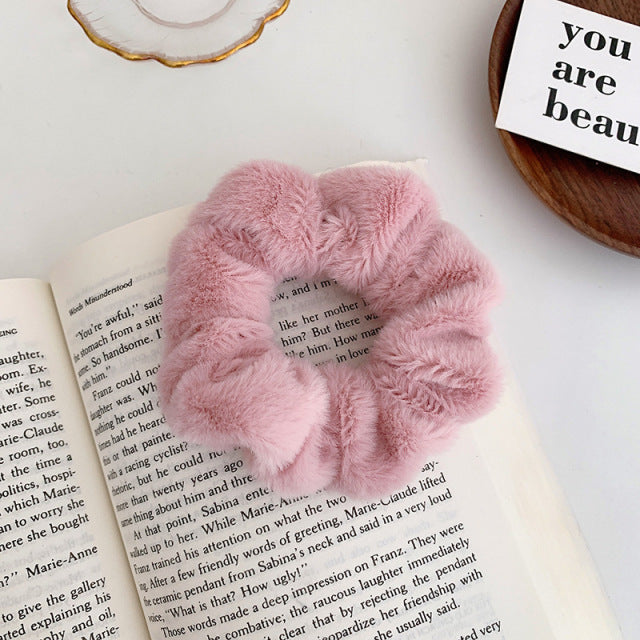 Warm Soft Hair Scrunchies Furry Elastic