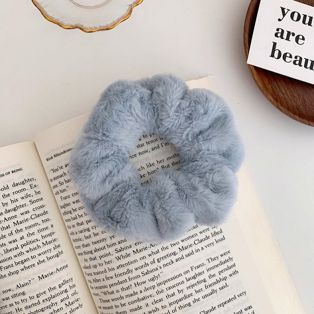 Warm Soft Hair Scrunchies Furry Elastic