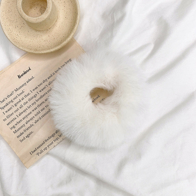 Warm Soft Hair Scrunchies Furry Elastic