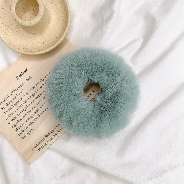 Warm Soft Hair Scrunchies Furry Elastic