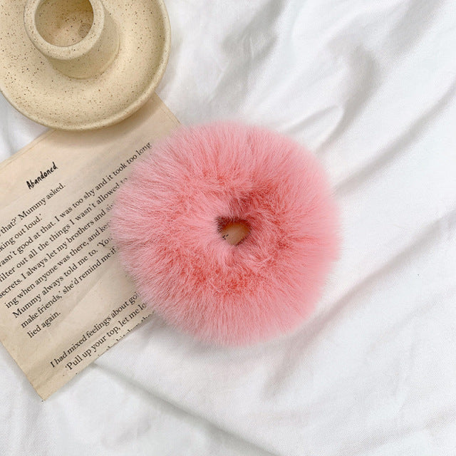 Warm Soft Hair Scrunchies Furry Elastic